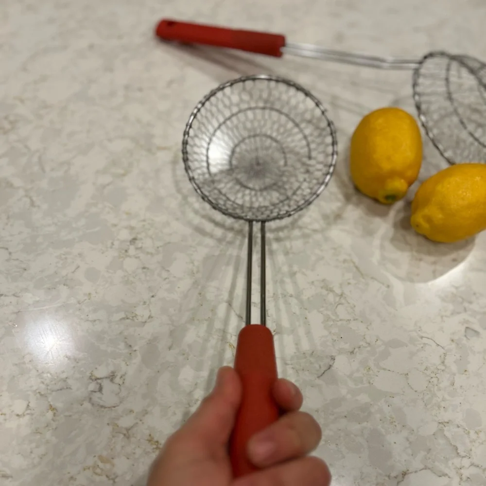 2 Stainless Steel restaurant quality Deep Frying Ladles Professional rust proof